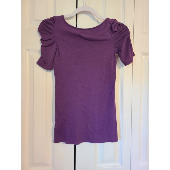 Energie size small women's shirred sleeve crewneck purple tee - Picture 2 of 5